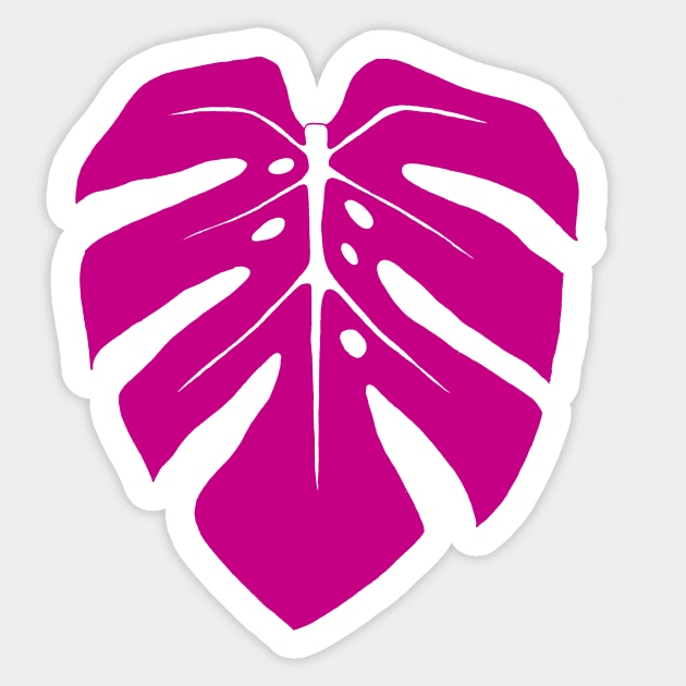 Magenta Monstera Leaf Sticker by ally1021